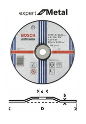 BOSCH Řezný kotouč brusný, zakřivený  na kov 125X22X6 30 T BF, Balení 10 ks