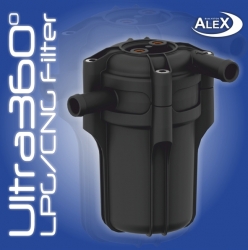 Filtr plynné fáze odstředivý, vstup a výstup 12mm, vyměnitelná vložka, otočný výstup 360°